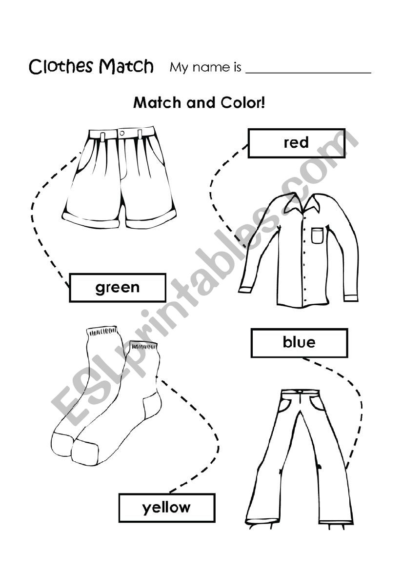 CLOTHES WITH COLOUR worksheet