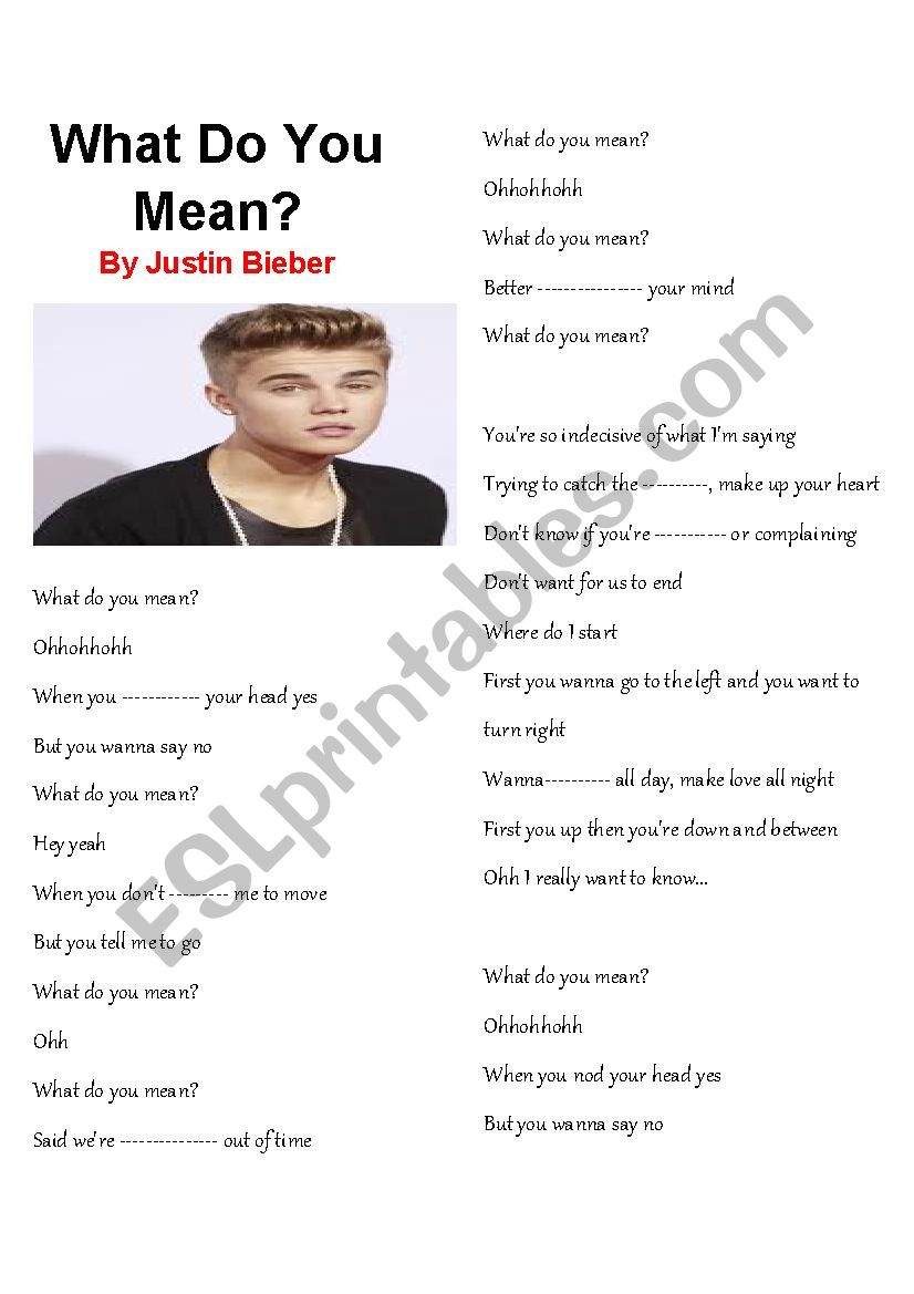 What Do You Mean Song Key ESL Worksheet By Tareq