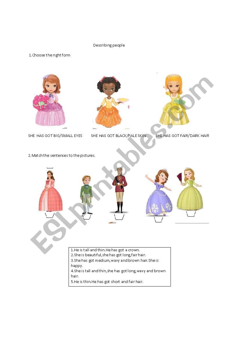 describing people worksheet