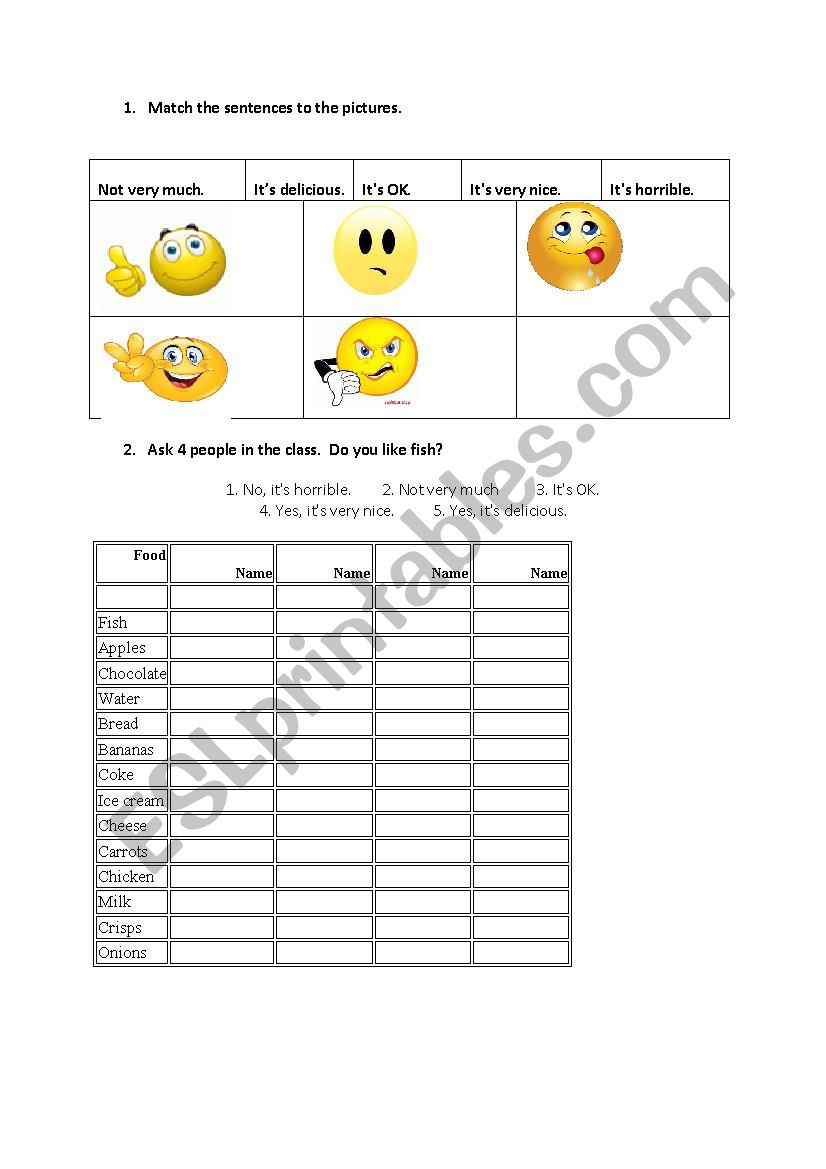 Do you like fish? worksheet