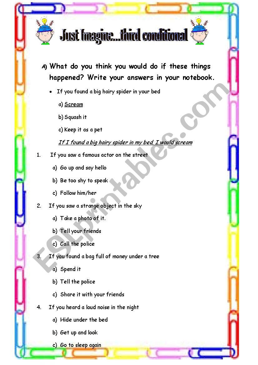 ´JUST IMAGINE´ 3RD CONDITIONAL - ESL worksheet by Jessisun