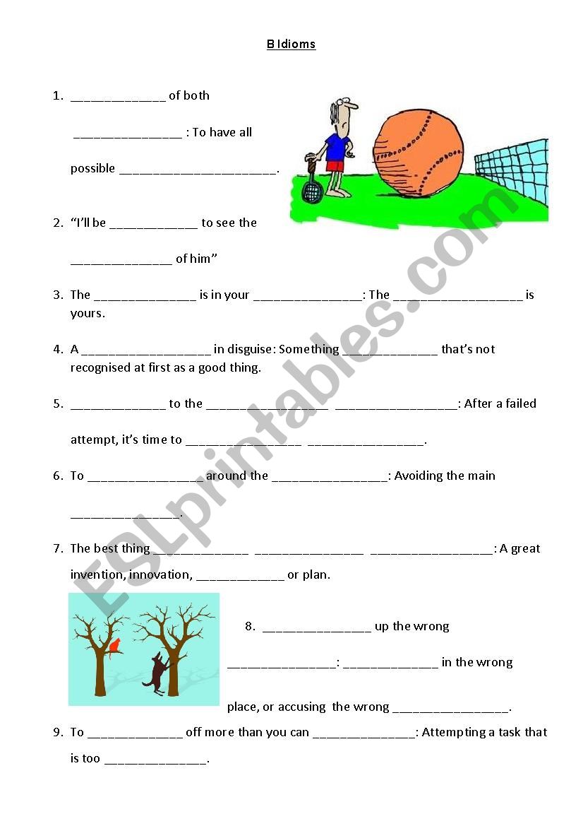 ´B´ Idioms - ESL Worksheet By TNBET