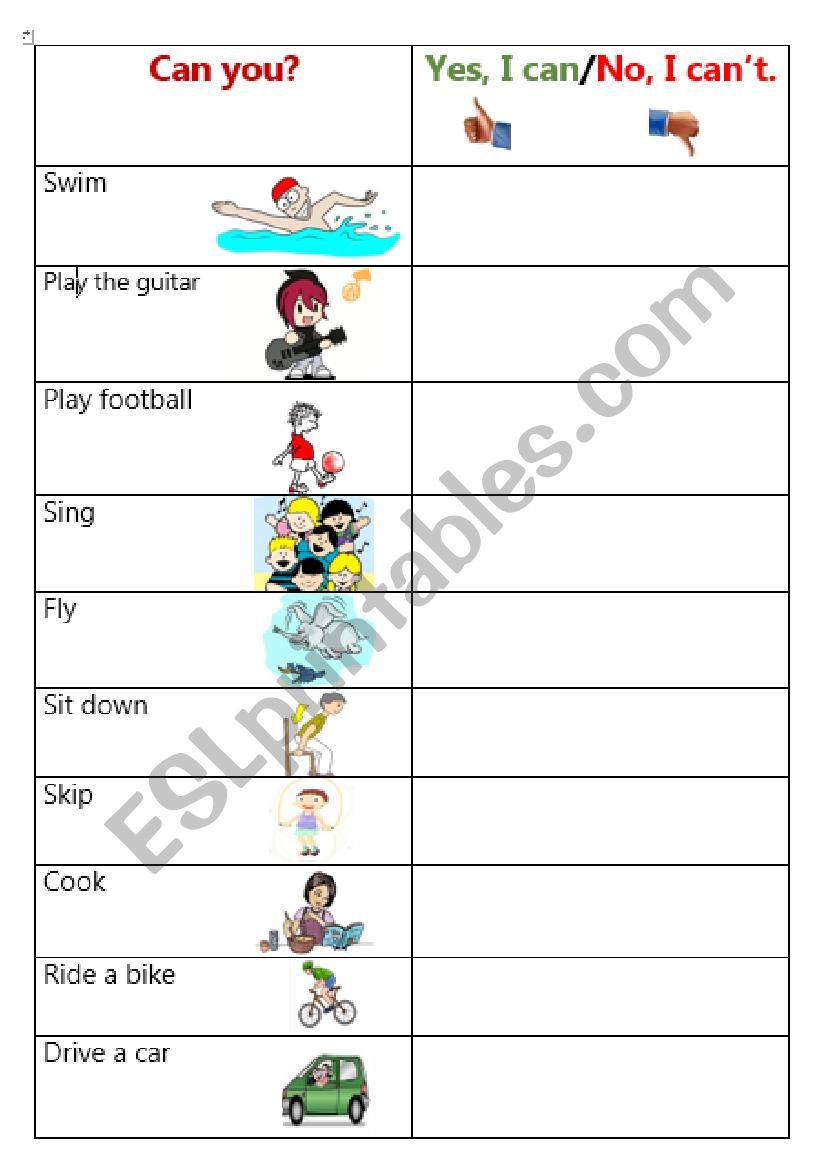 Speaking Worksheet Can English ESL Worksheets Pdf Doc