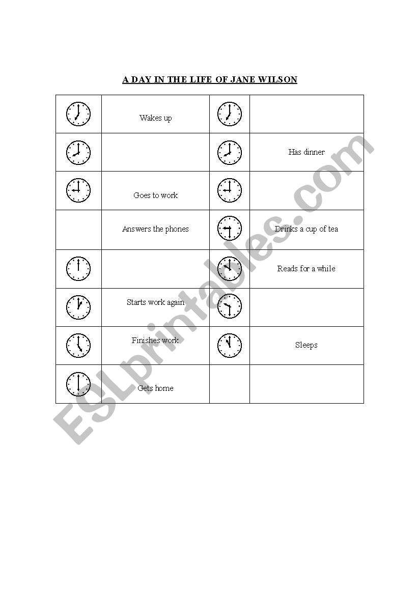 Routine and time worksheet