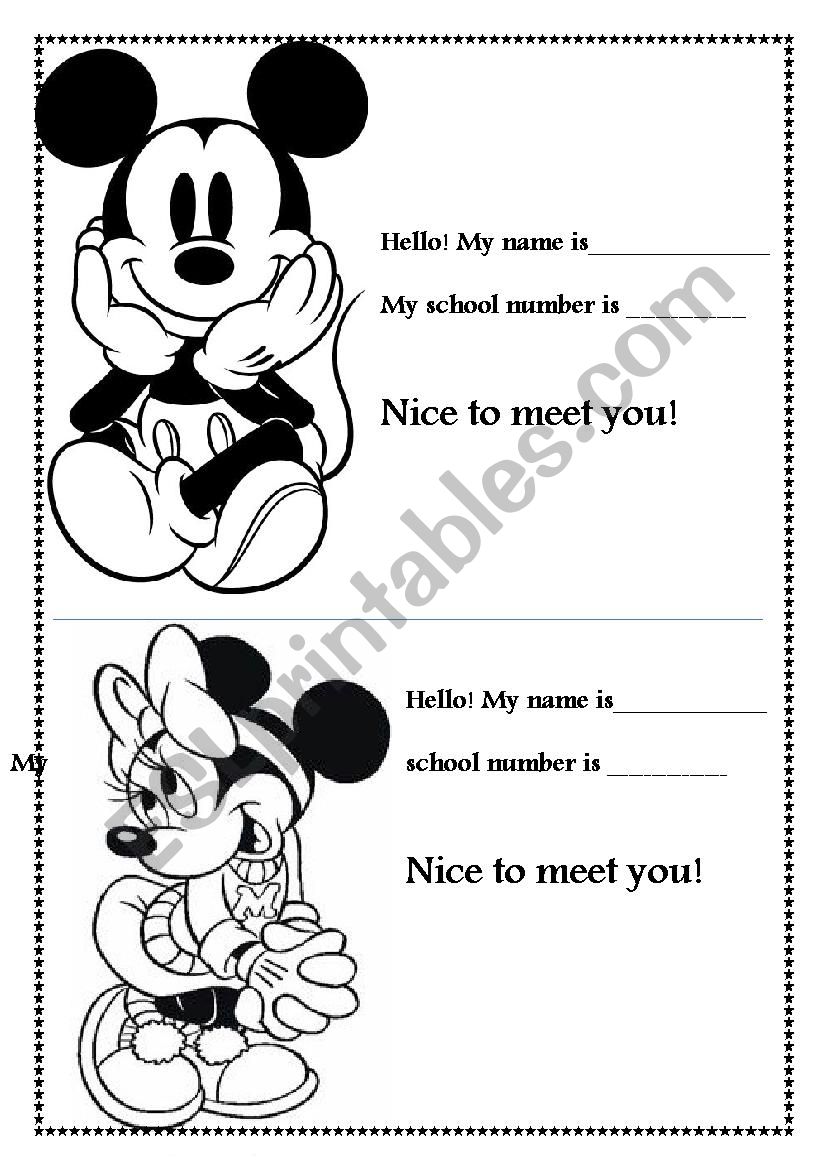 Name cards for school pupils worksheet