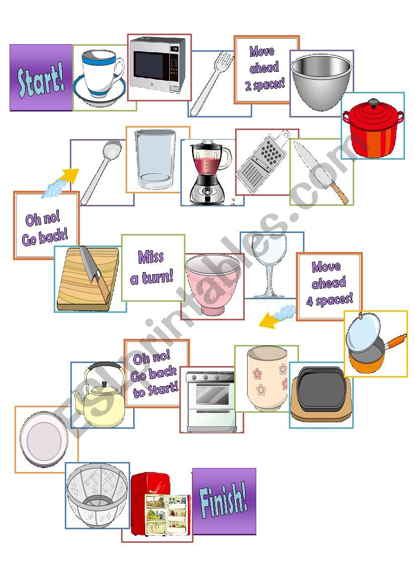 cookware board game worksheet
