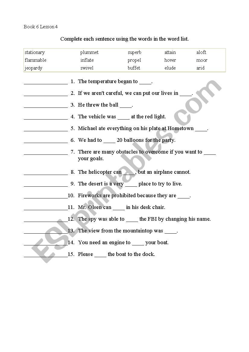 Vocabulary - ESL worksheet by elainemom