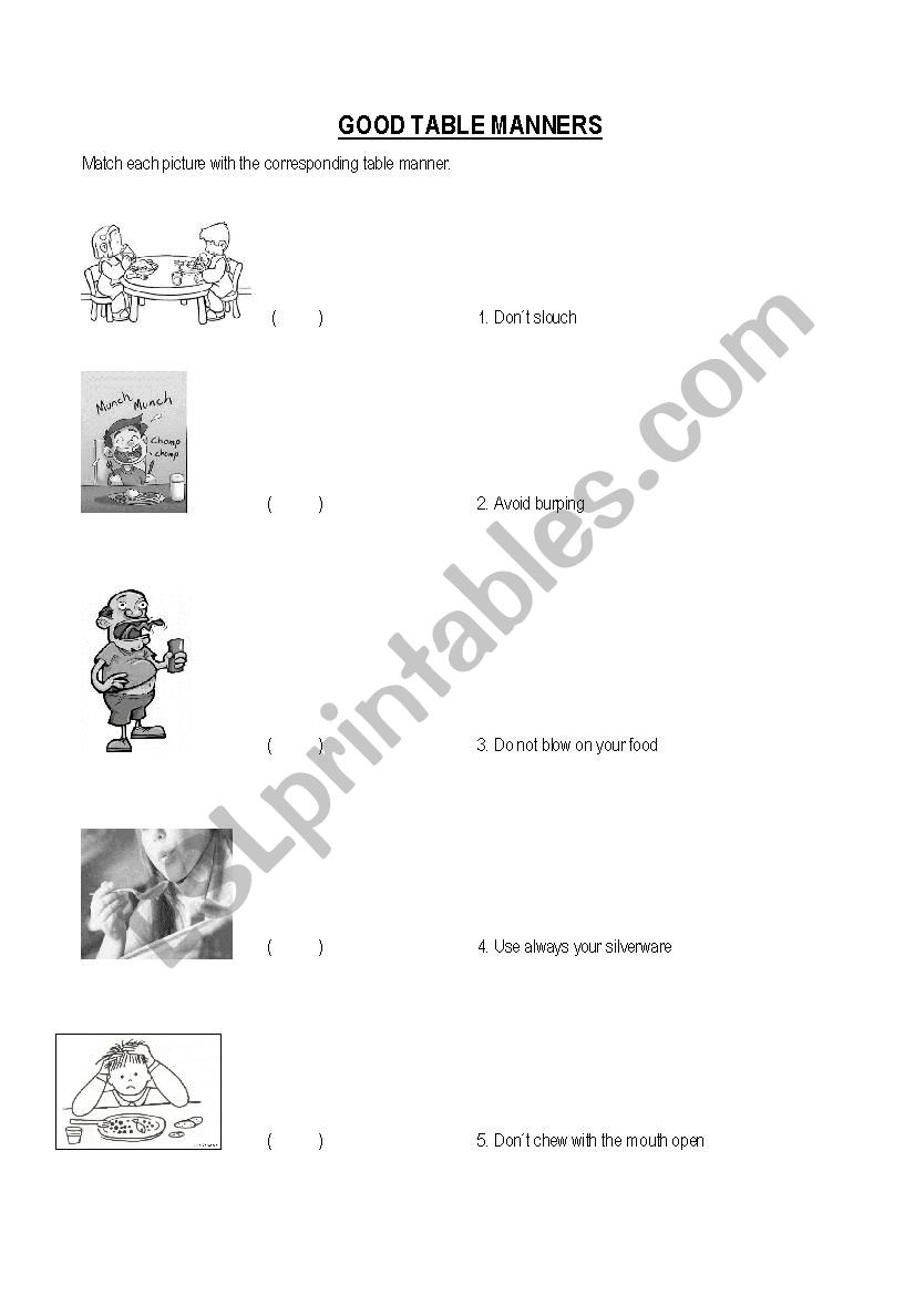 Good Table Manners worksheet