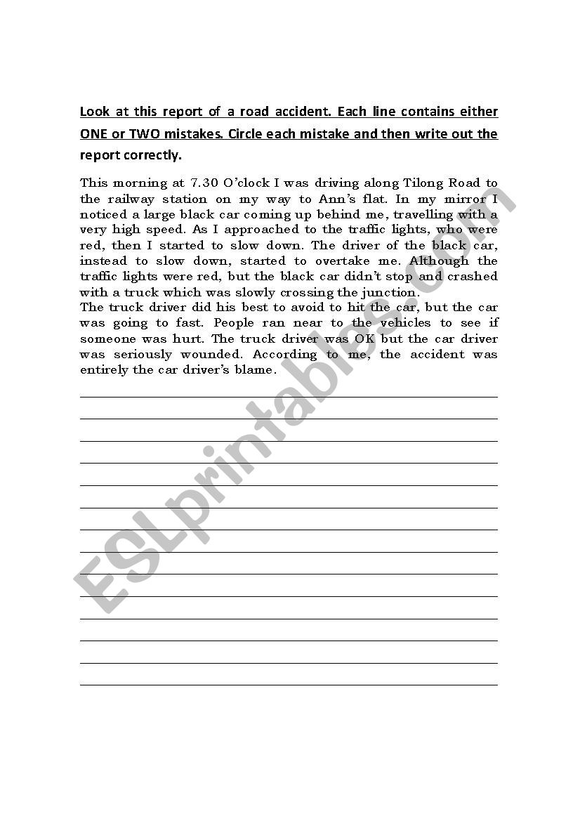 Grammar and Language Revision worksheet