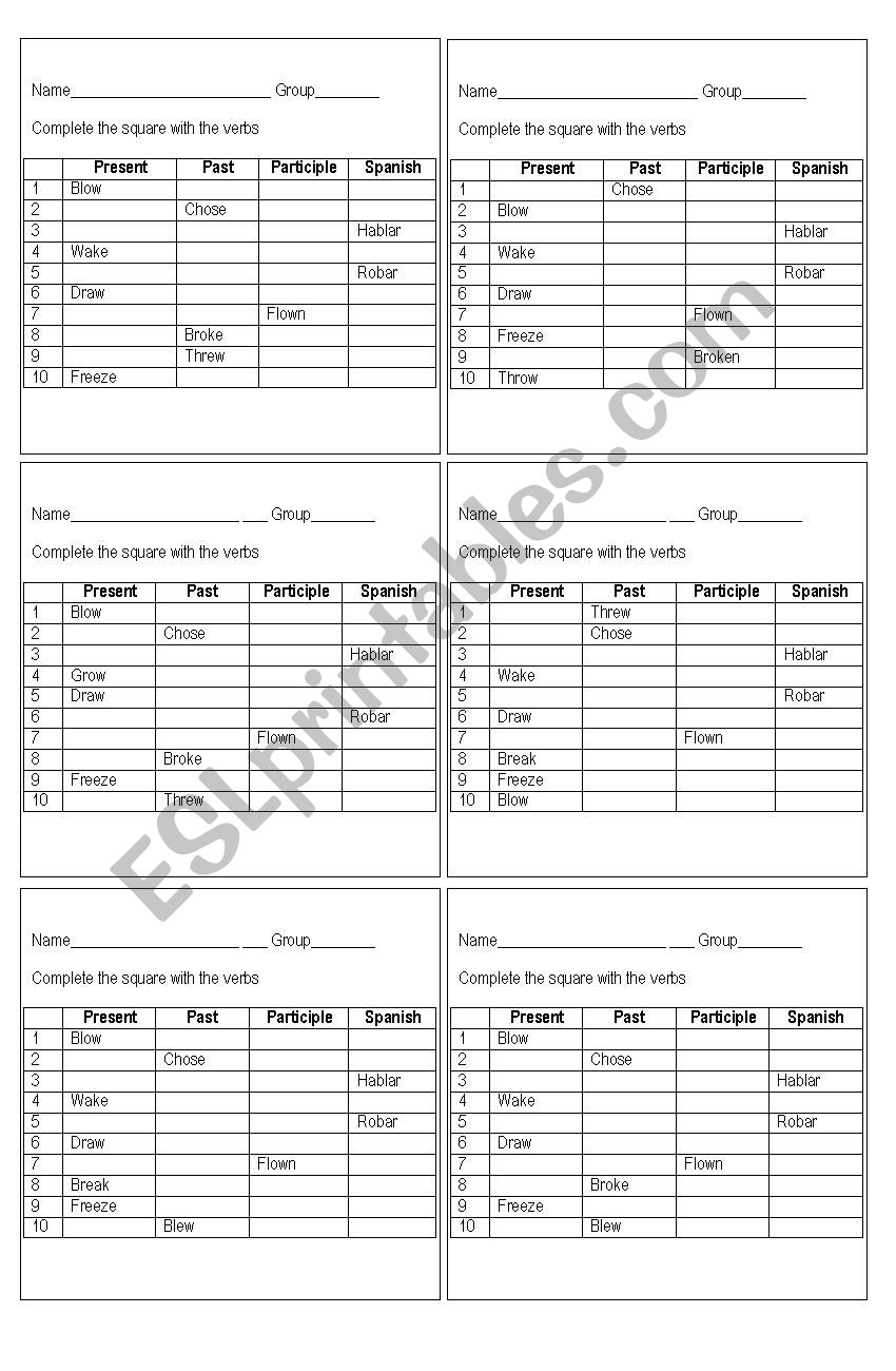 Quiz verbs worksheet