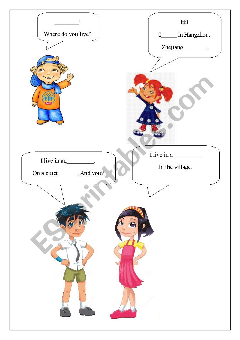 Where Do You Live Esl Worksheet By Lynna2000