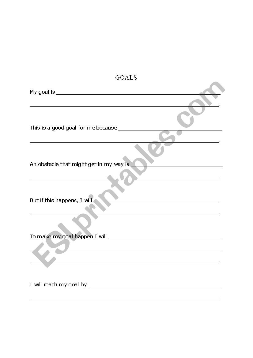 Goals worksheet