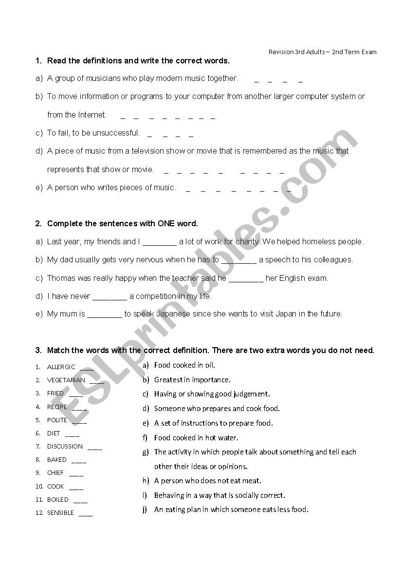 Vocabulary Practice worksheet