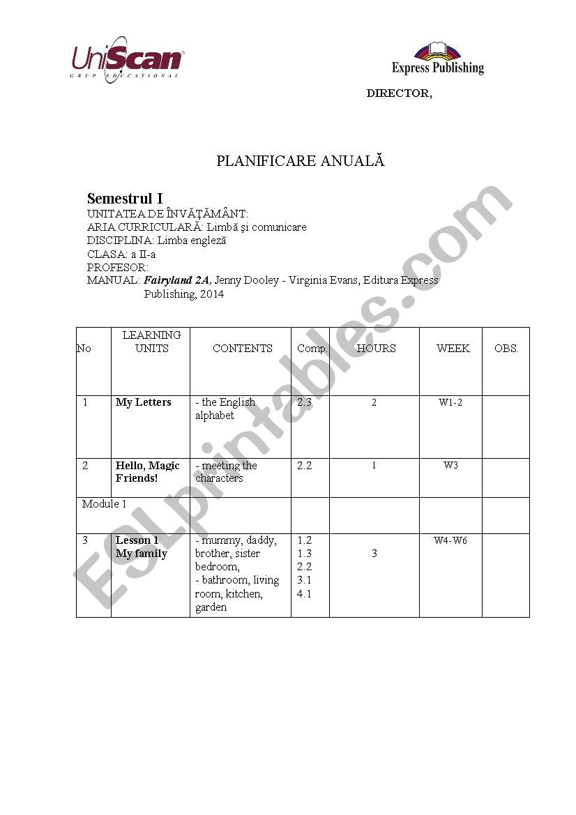 Fairyland planning worksheet