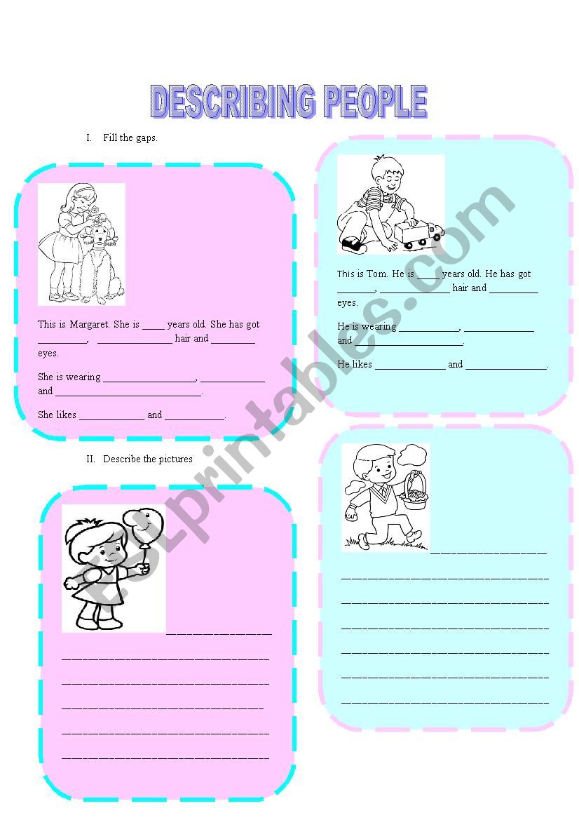 Describing people worksheet