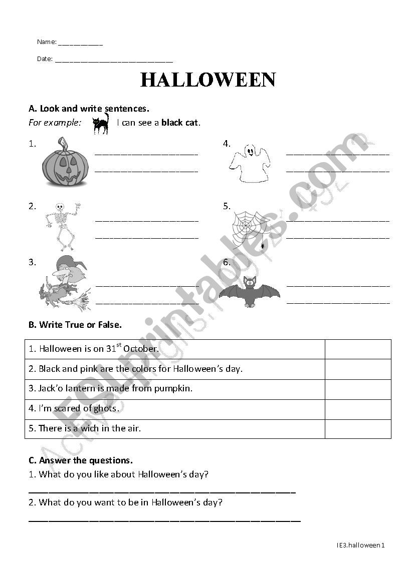 Halloween worksheet - ESL worksheet by trang_pham20