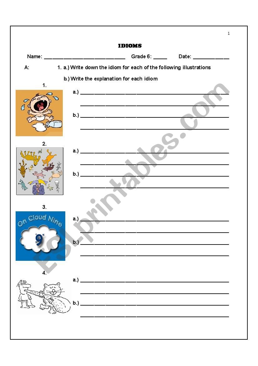 Idioms worksheet