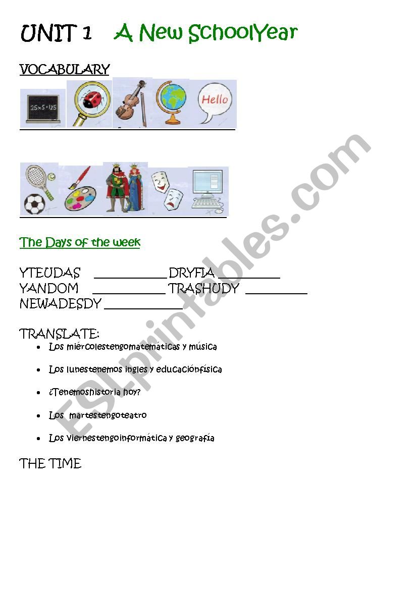 A NEW SCHOOL YEAR worksheet