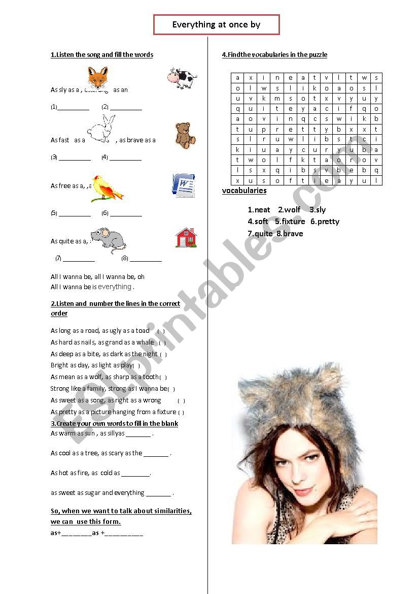 Everything at once worksheet