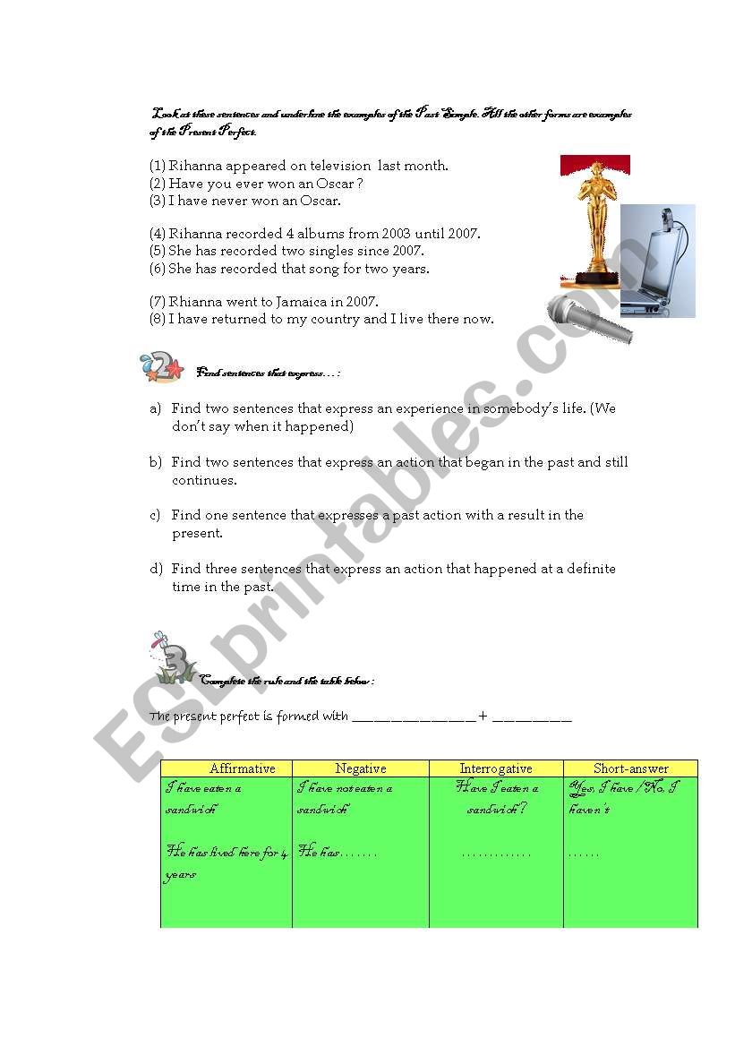 present perfect rules worksheet