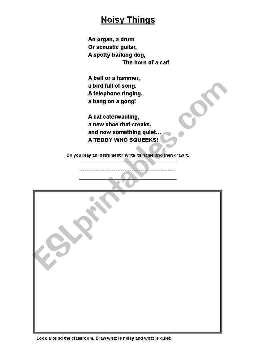 Noisy Things worksheet