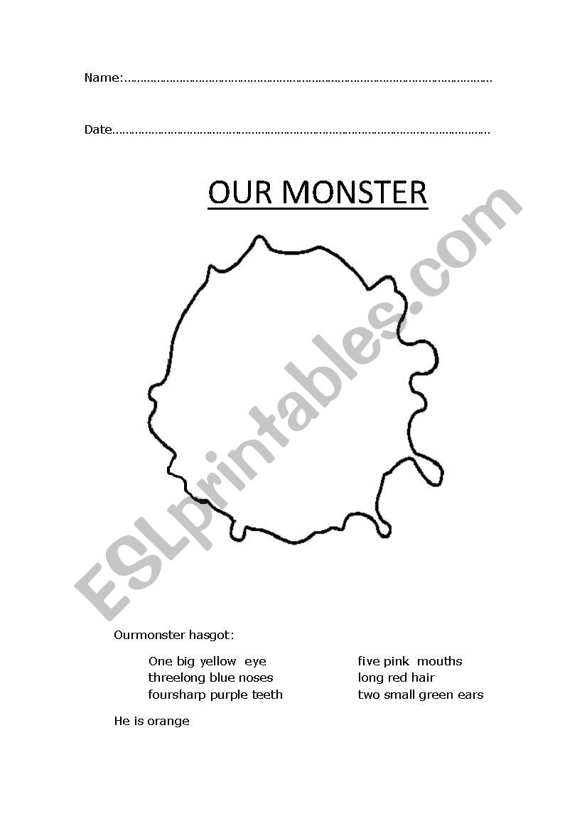 draw a monster worksheet