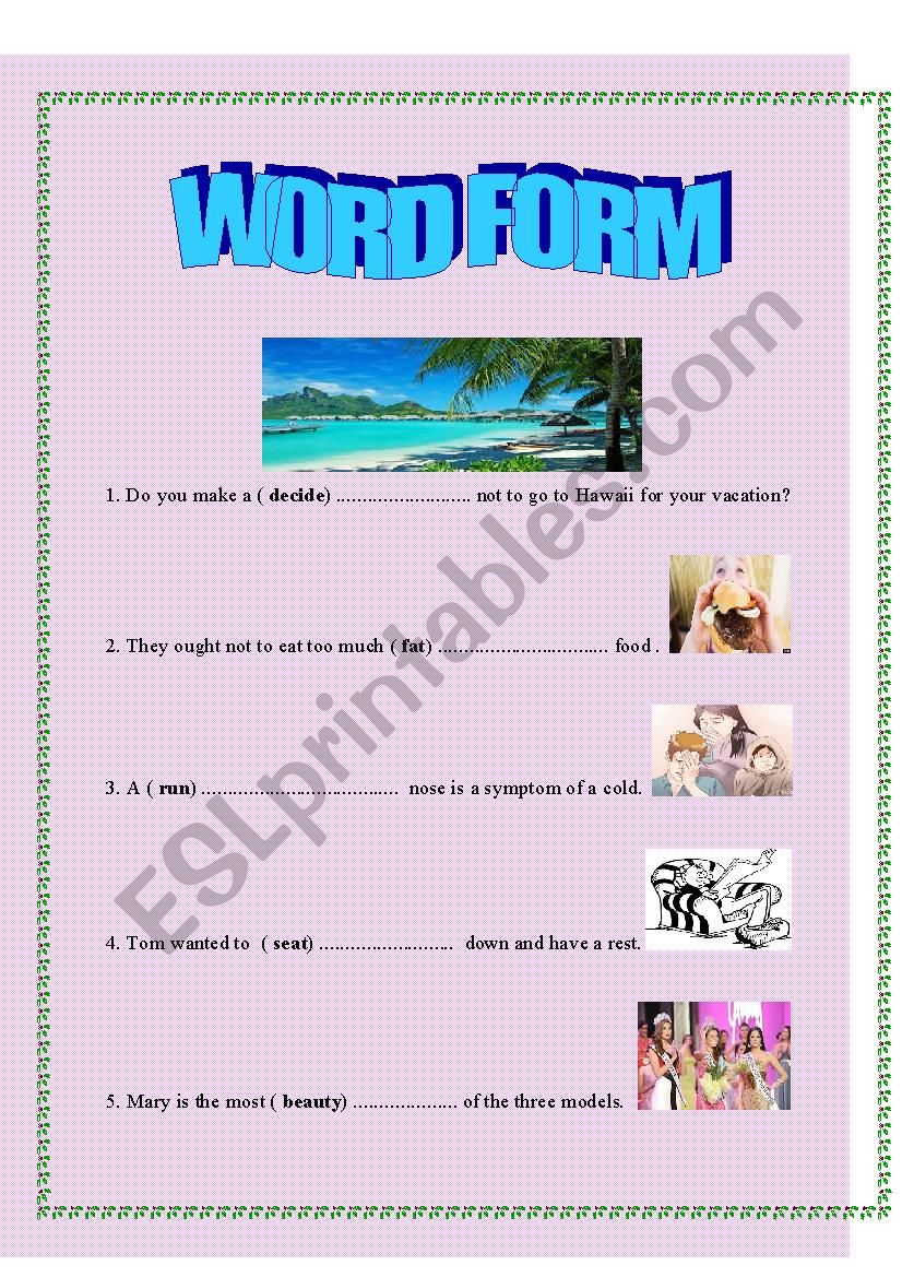 WORD FORM 1 worksheet