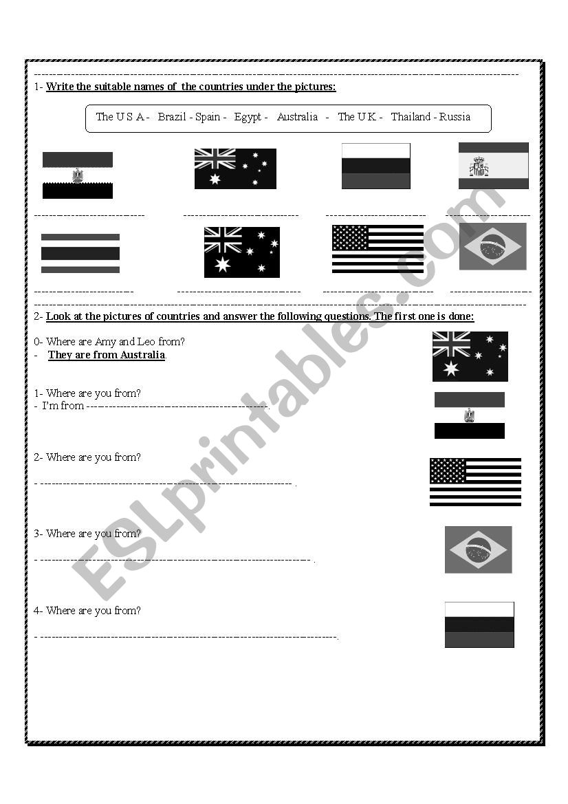 countries and nationalities worksheet