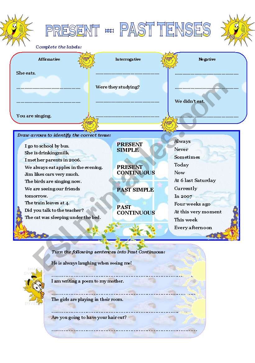 PRESENT And PAST TENSES Exercises ESL Worksheet By Domnitza