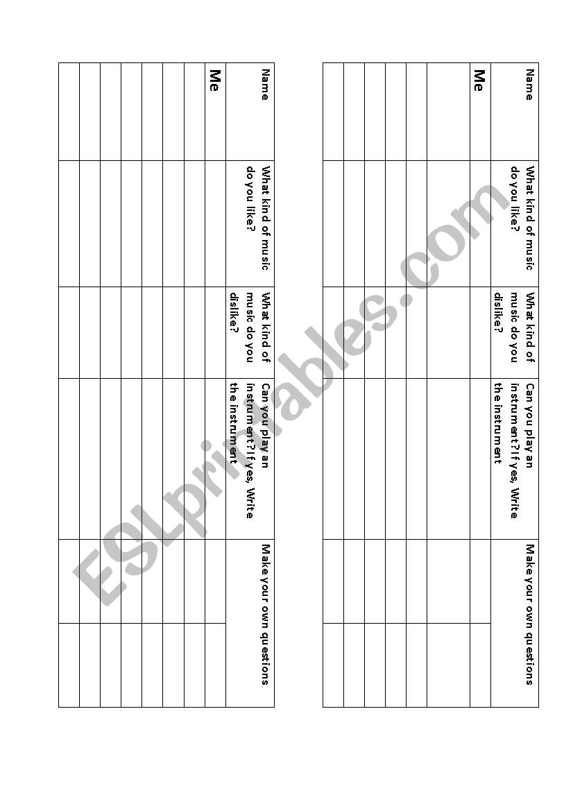 The Band worksheet