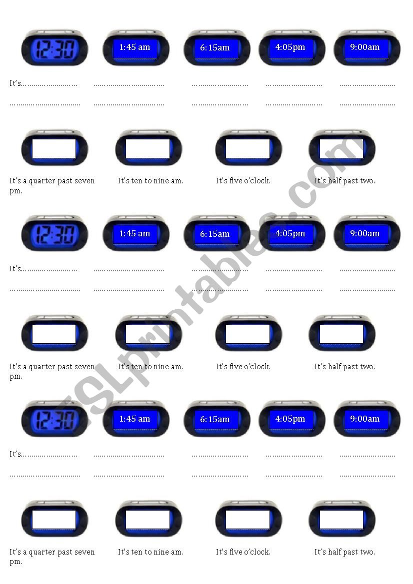 Tell the hour / alarm clocks worksheet