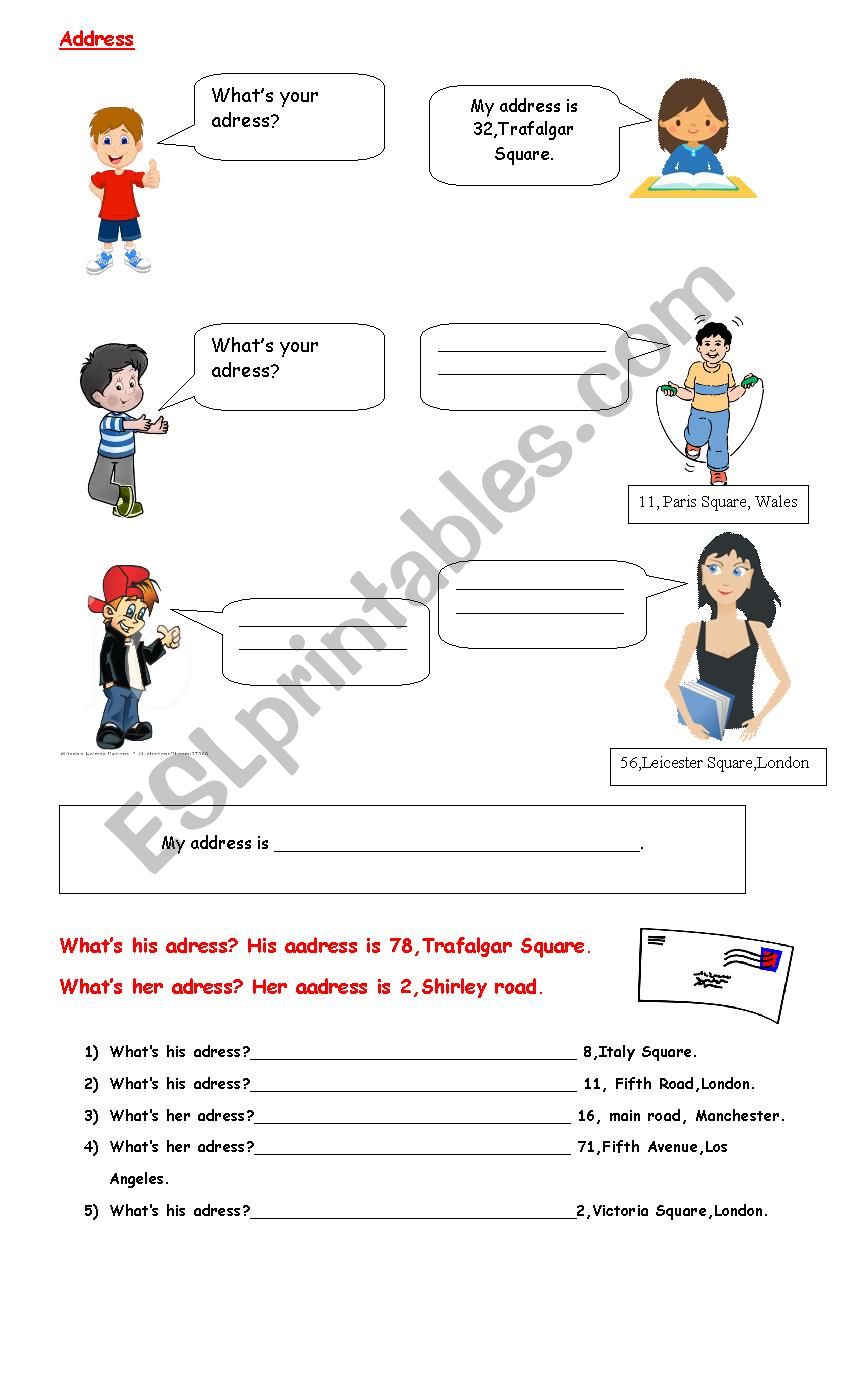 What´s your address - ESL worksheet by brumon