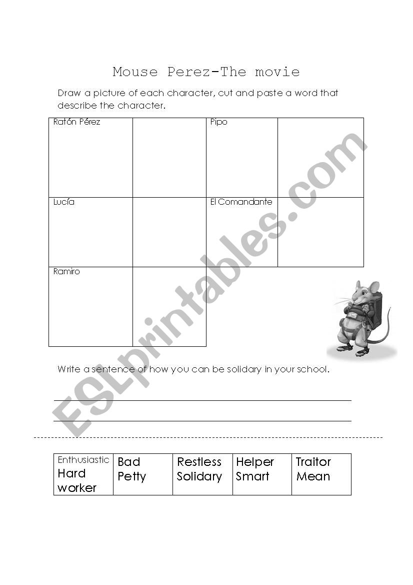 Mouse Prez-The Movie worksheet