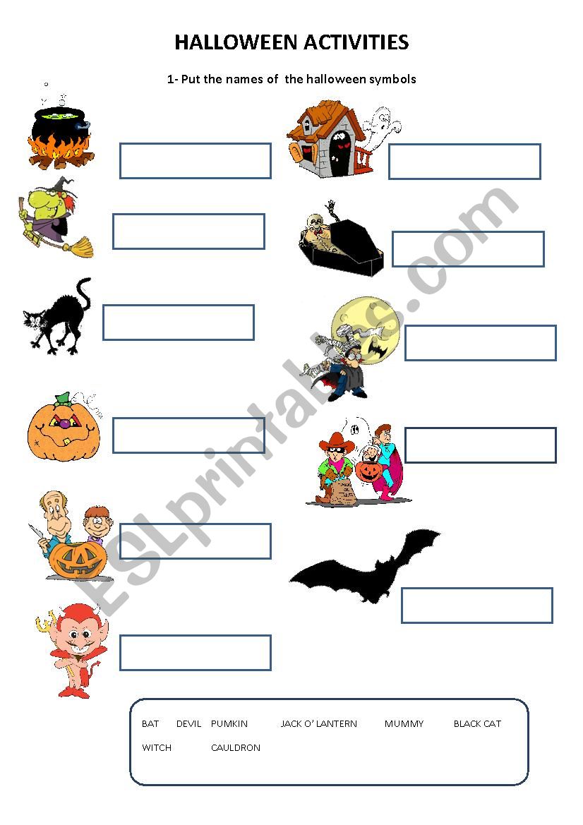 HALLOWEEN SYMBOLS ACTIVITIES worksheet