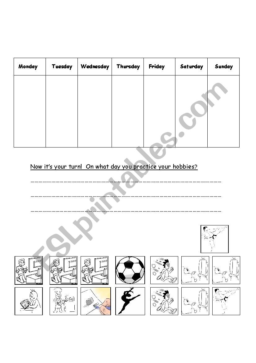 Hobbies worksheet