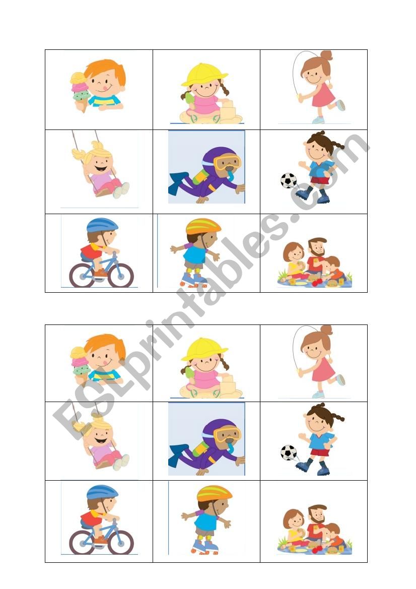 Bingo summer activities worksheet