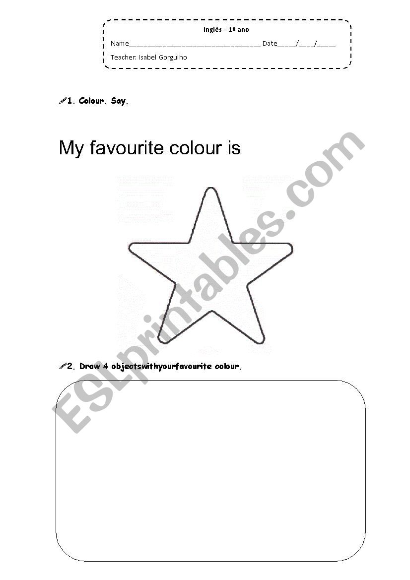 Favourite colour worksheet