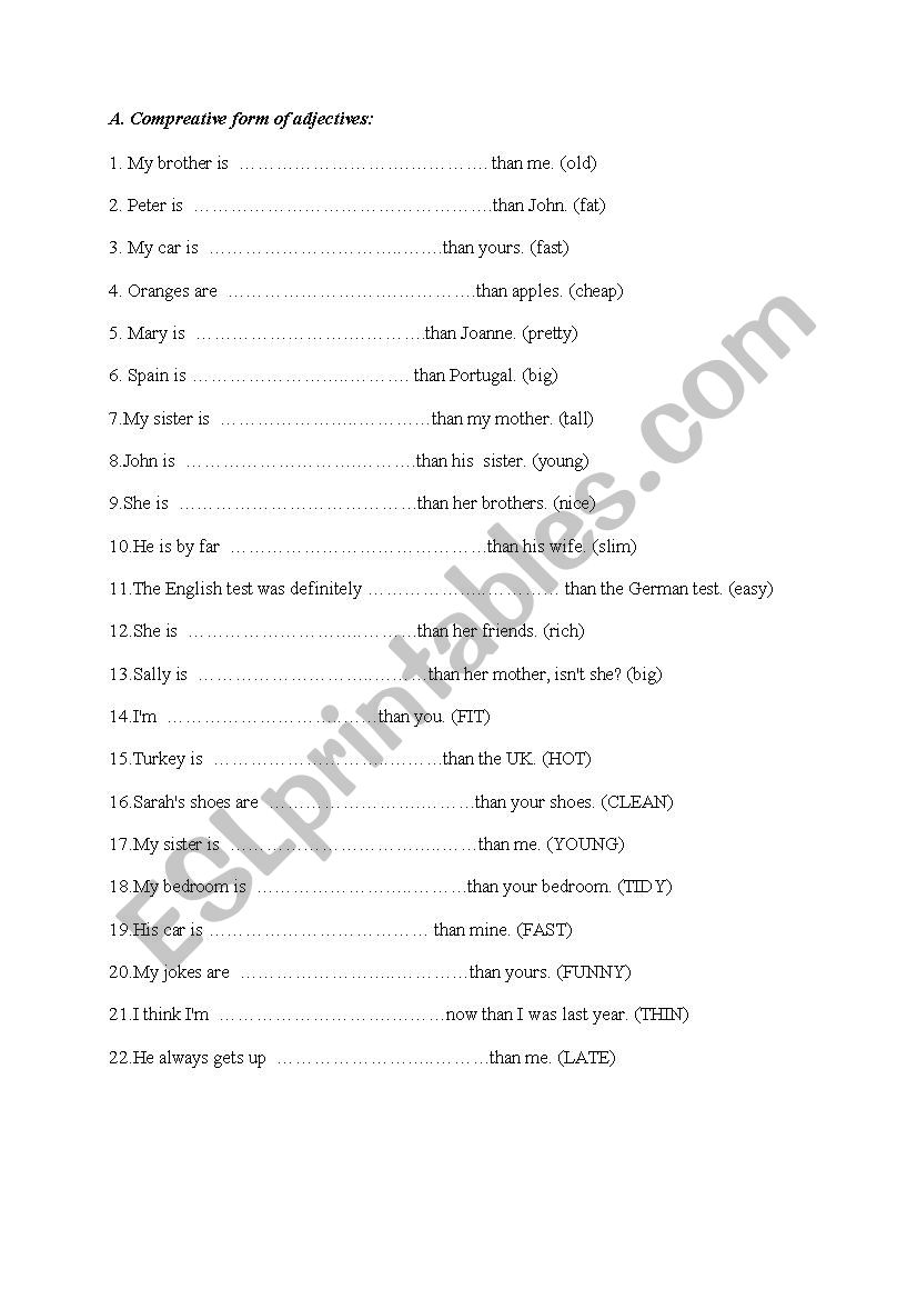 comparatýves - ESL worksheet by klneer