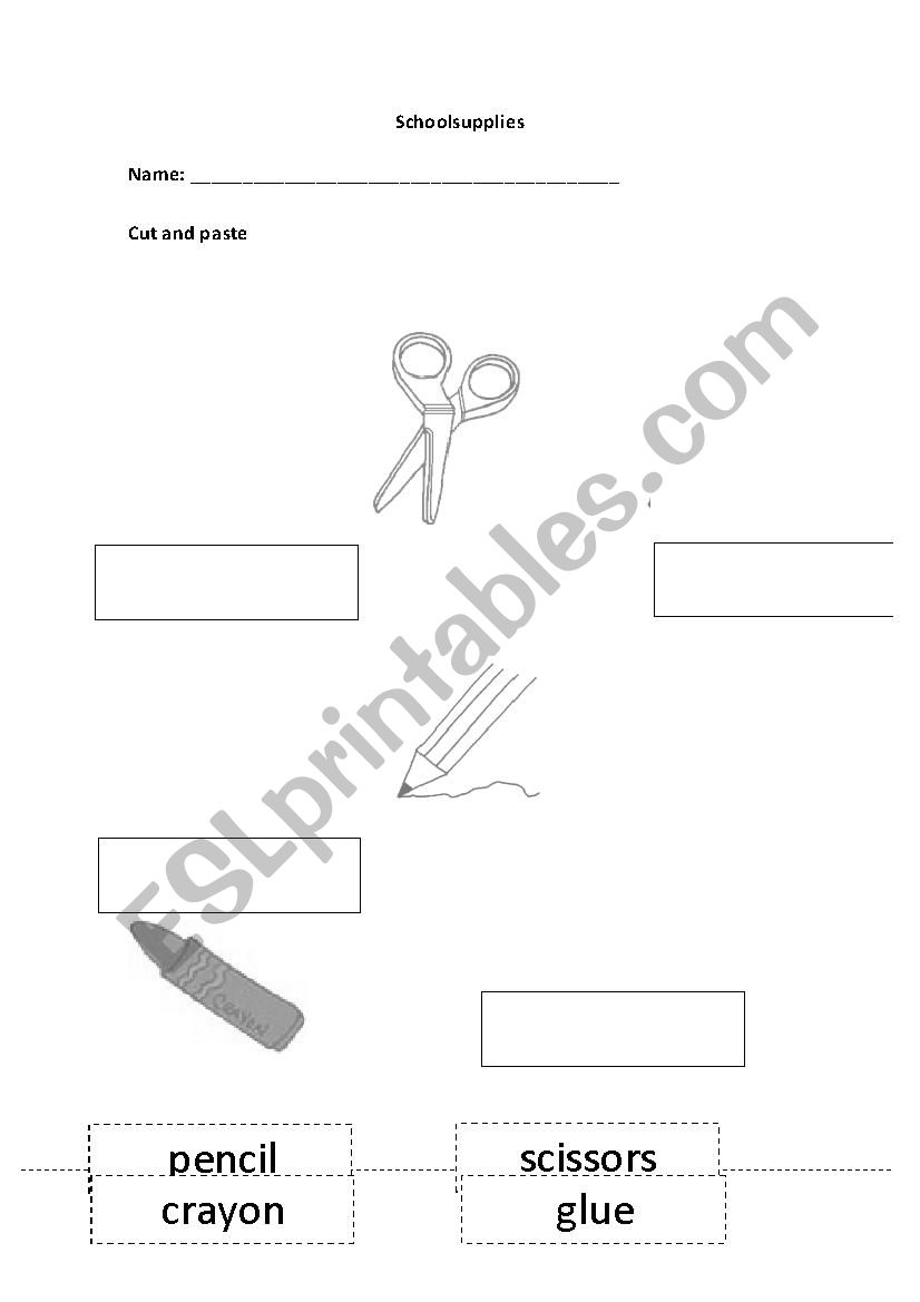 school objects worksheet