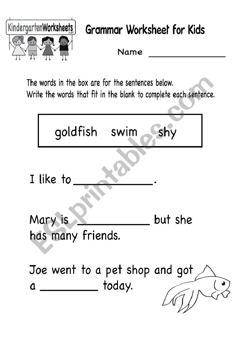 Grammar Worksheet for Kids worksheet