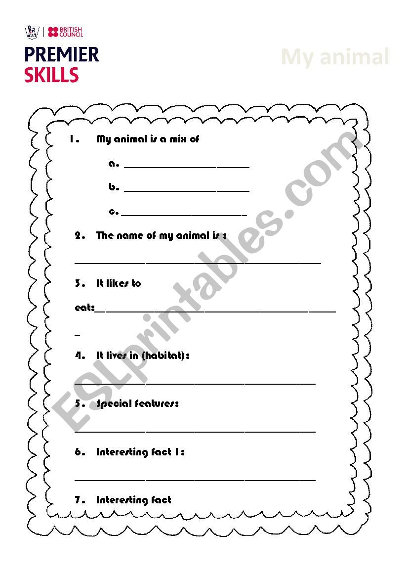 my animal worksheet