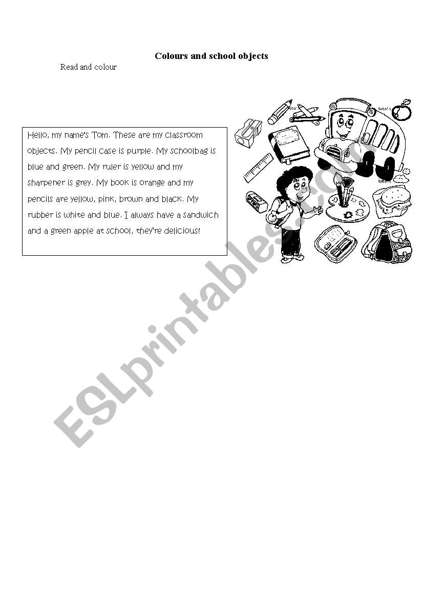 Classroom objects worksheet