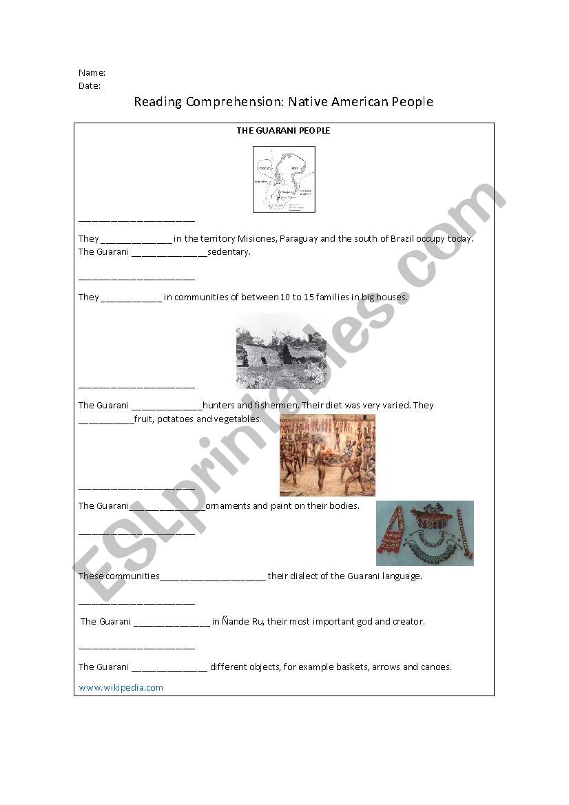 The Guarani People worksheet