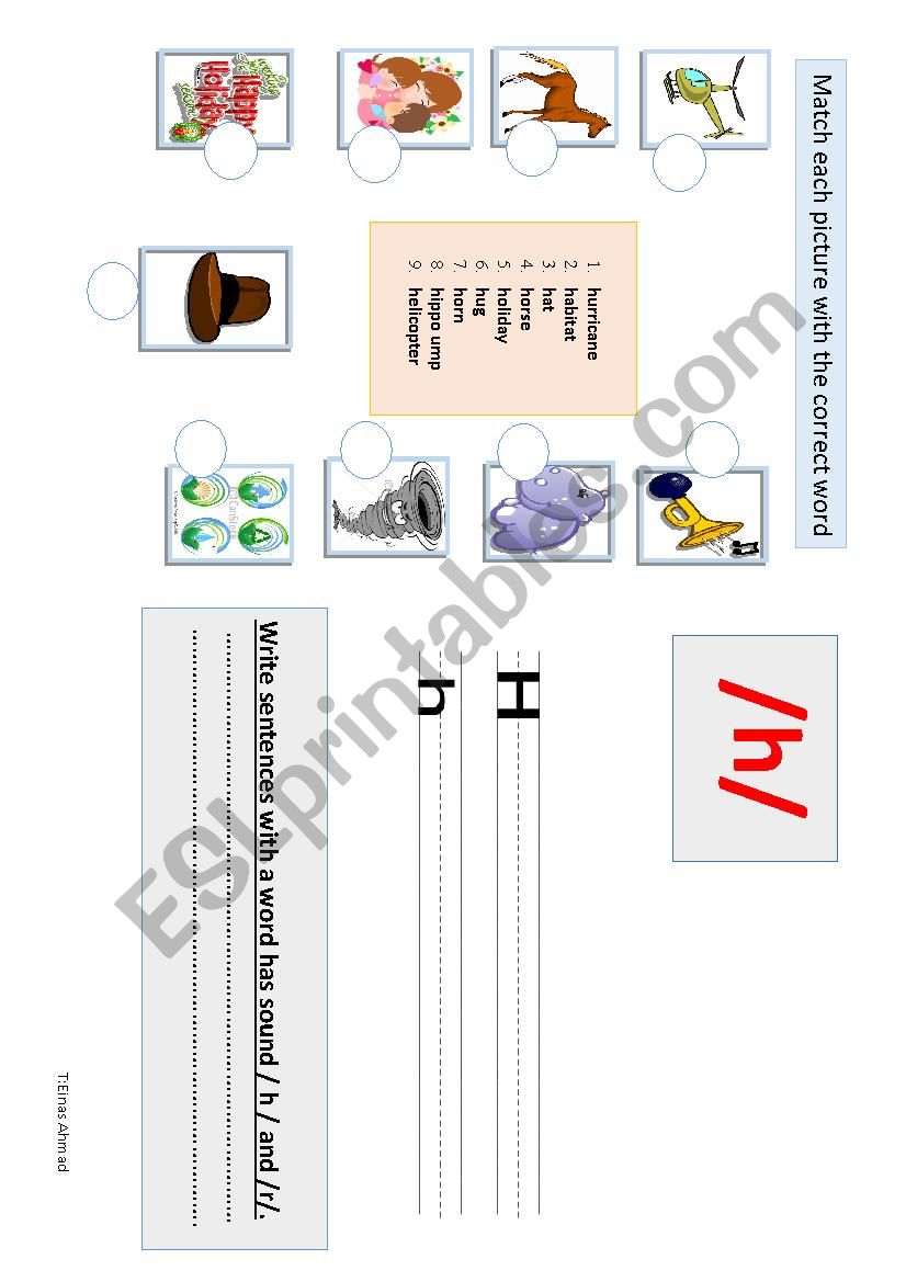 h letter worksheet