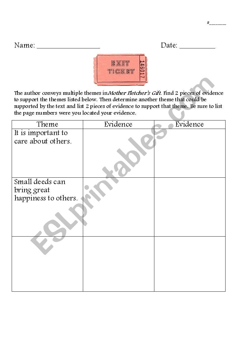 Mother Fletcher Theme Exit Ticket