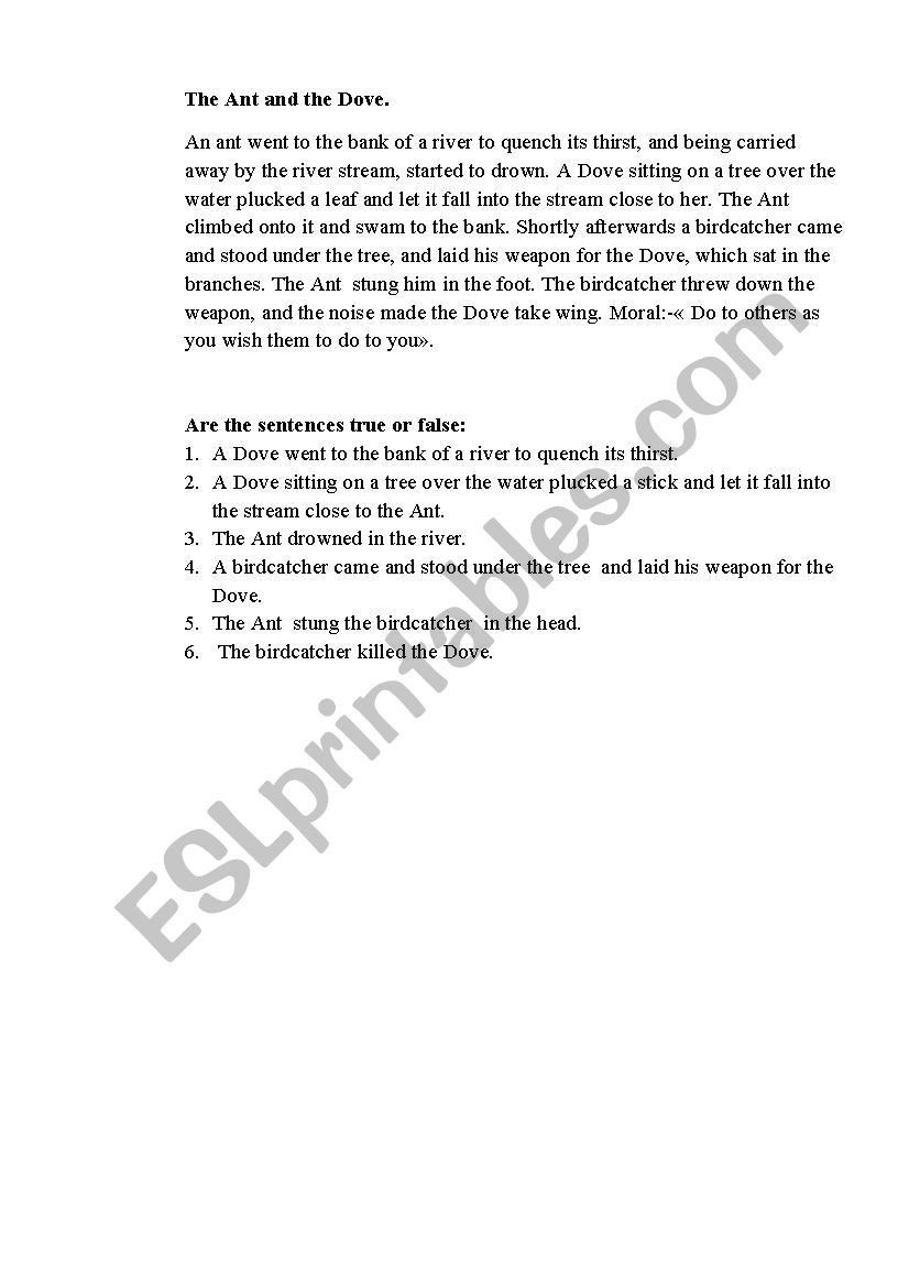 fable worksheet