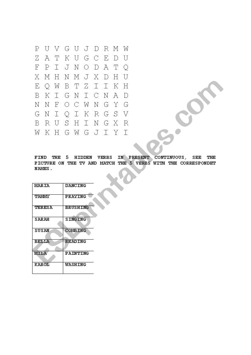 puzzle present continuous  worksheet