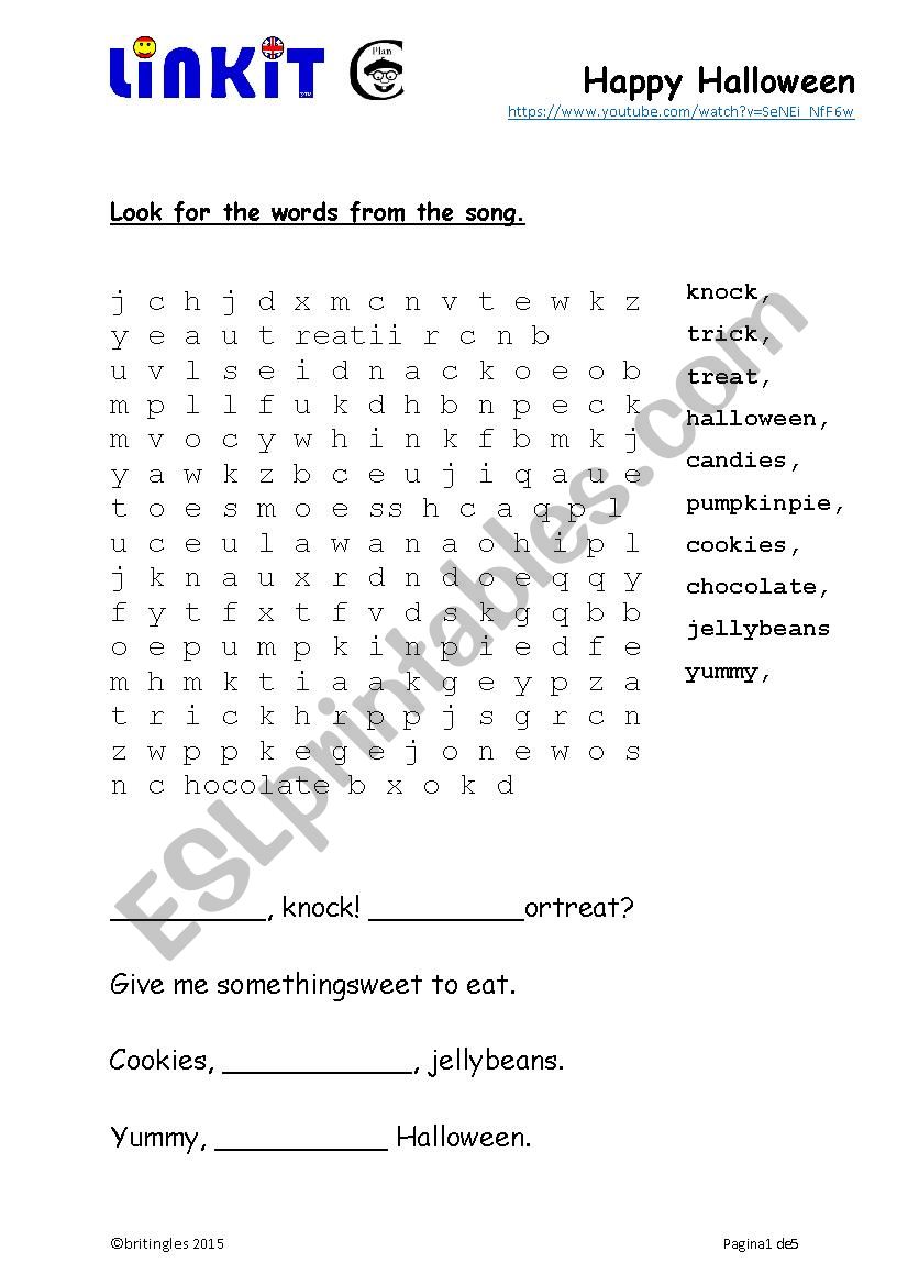 Happy Halloween Word Search Song And Writing Practice ESL Worksheet By Kris el Guiri 