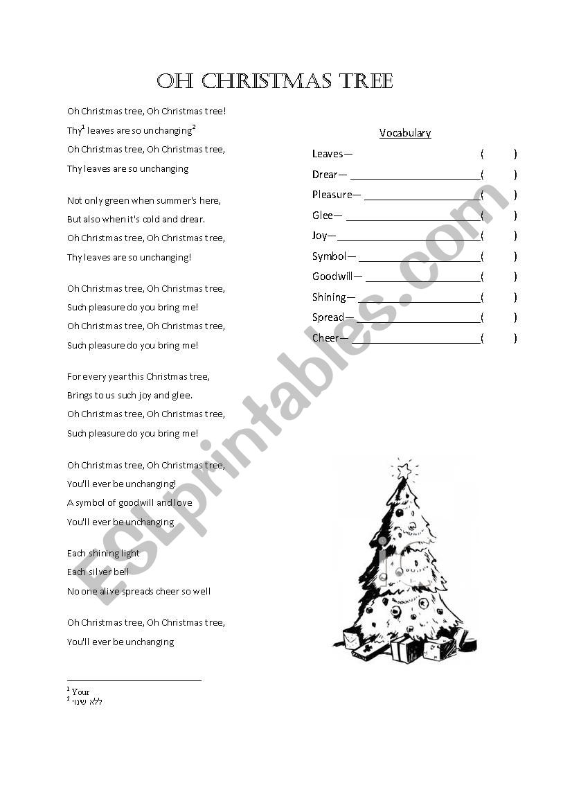 Oh Christmas Tree worksheet