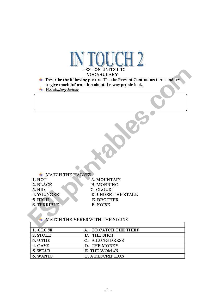 A TEST FOR YOUNG LEARNERS  worksheet